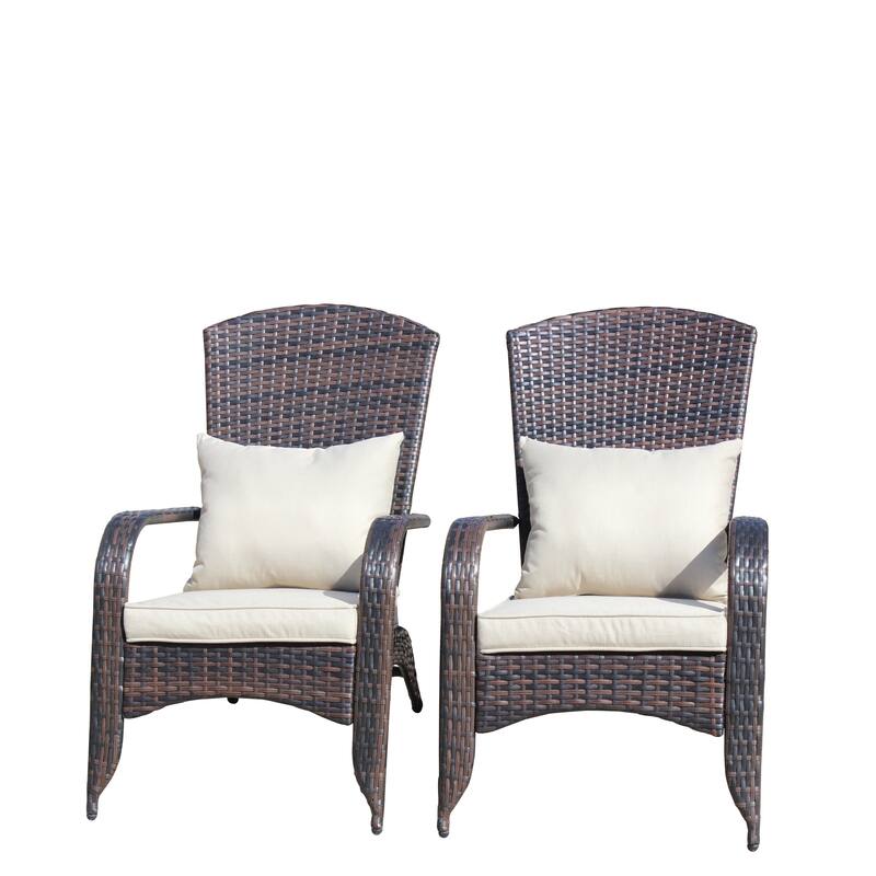 2 PCS Patio Wicker Chair with Cushions and Legs