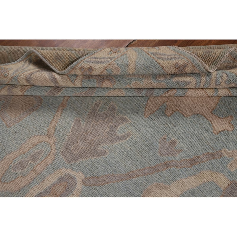 Light Blue Oushak Vegetable Dye Rug Hand-Knotted Wool Carpet - 8'1"x 10'1"