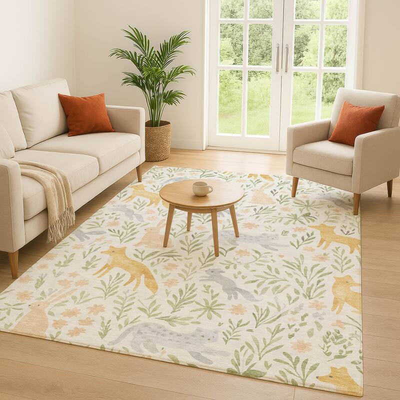 Machine Washable Indoor/ Outdoor Whimsy Foxy Chantille Rug
