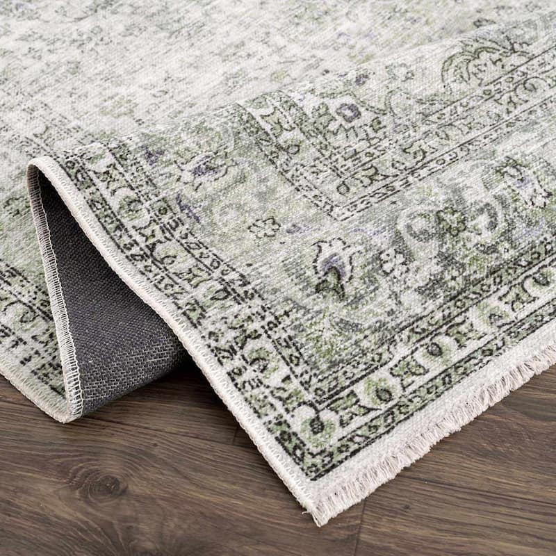 Hauteloom Ariana Living Room, Bedroom Machine Washable Area Rug - Pearl, Dark Brown, Brown - 5' x 7'6"