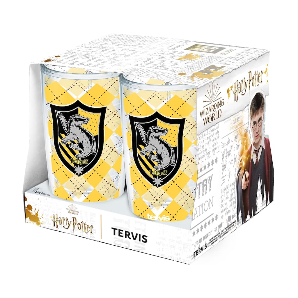 Tervis Harry Potter House Rules Collection Made in USA Double Walled Insulated Travel Tumbler, Hufflepuff - 16oz - 4pk