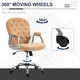 preview thumbnail 3 of 16, Teddy Fleece Home Office Chair, Upholstered Vanity Chair with Armrests, Swivel Rolling Chair with Back and Wheels