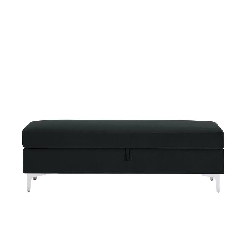 Modern Velvet Ottoman Bench, Storage Ottoman for Home
