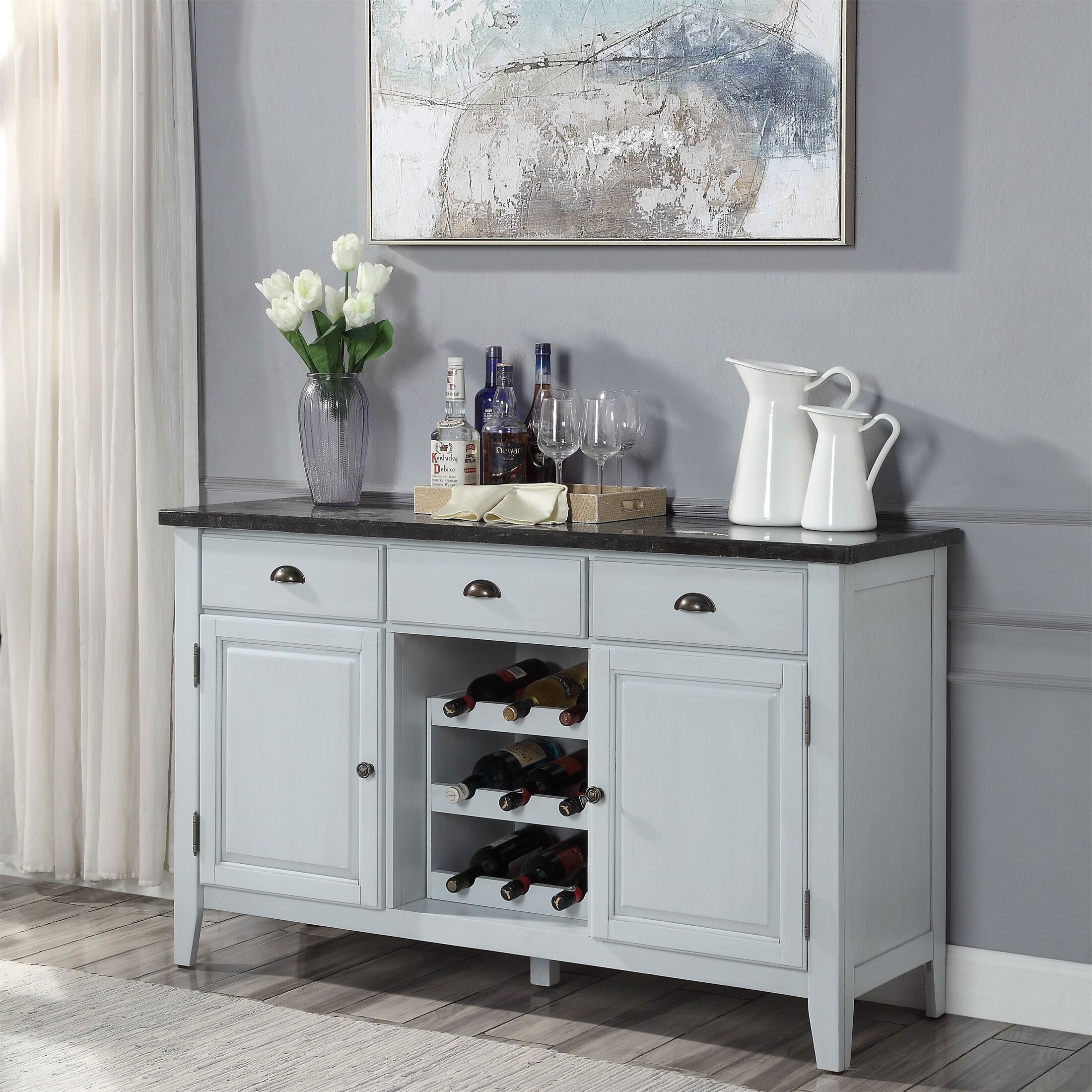 Buffet cabinet shop with marble top