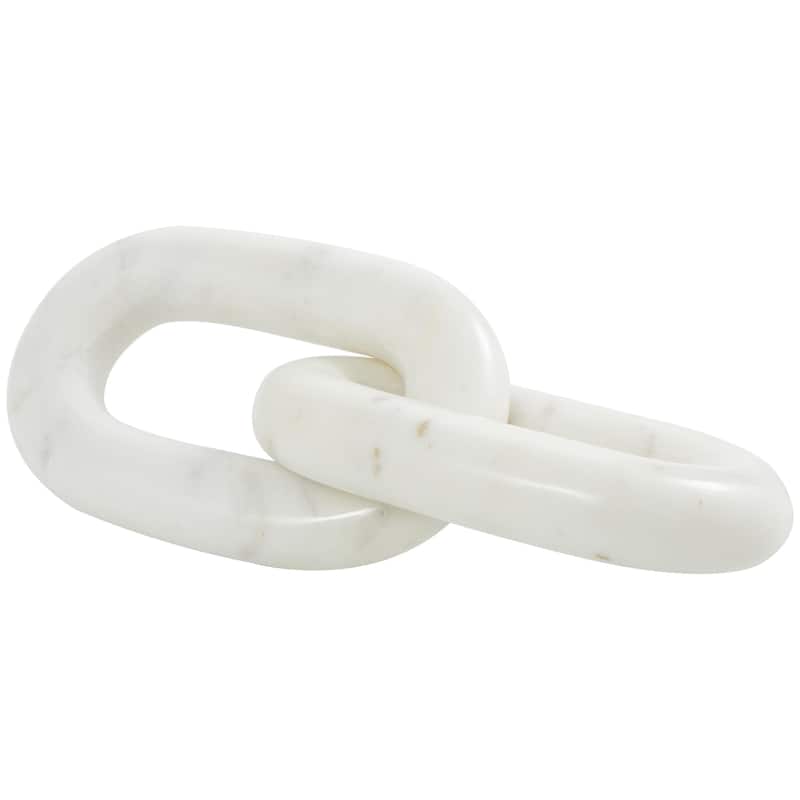 Marble Chain Handmade Geometric 2 or 3 Link Decorative Sculpture - White - Roche River Decor - White - 9"W, 2"H