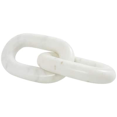 Marble Chain Handmade Geometric 2 or 3 Link Decorative Sculpture - White - Roche River Decor