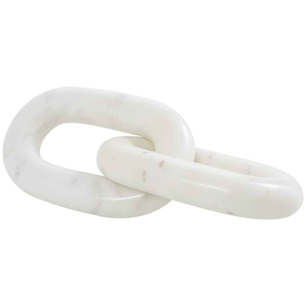 Marble Chain Handmade Geometric 2 or 3 Link Decorative Sculpture - White - Roche River Decor
