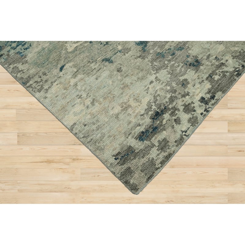 Hand Knotted Gray Tibetan Wool Modern Oriental Area Rug - 7' 10'' x 9' 11''