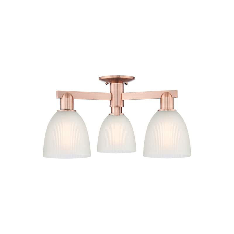 Innovations Lighting 716-3F-11-24 Castile Semi-Flush Castile 3 Light - Antique Copper / White