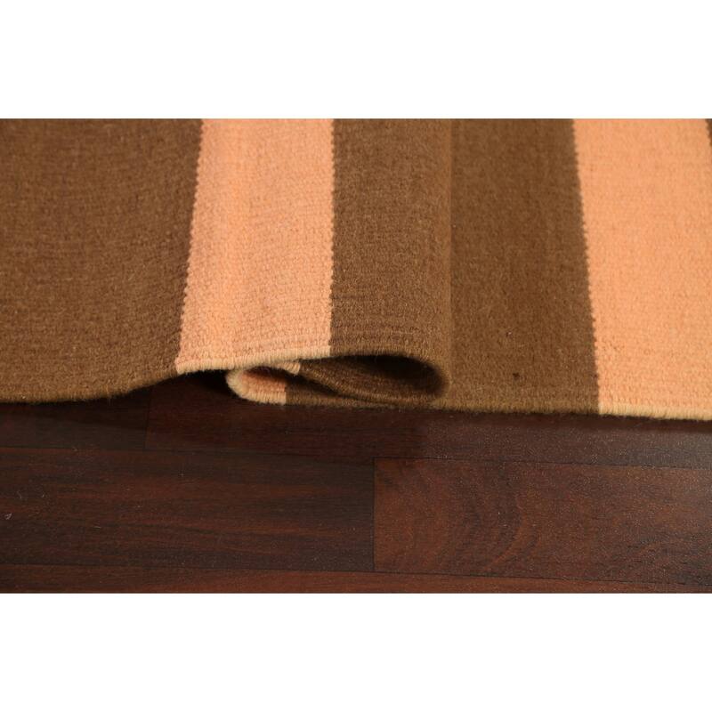 Stripe Modern Kilim Oriental Wool Area Rug Hand-woven Bedroom Carpet - 6'1" x 8'8"