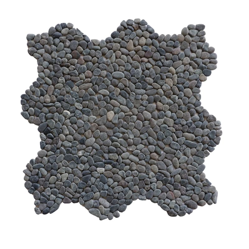 Black Mini Pebble Mosaic Backsplash Tiles for Kitchen Walls, Shower Bathroom Floors 12" X 12" (11 Sqft per case)