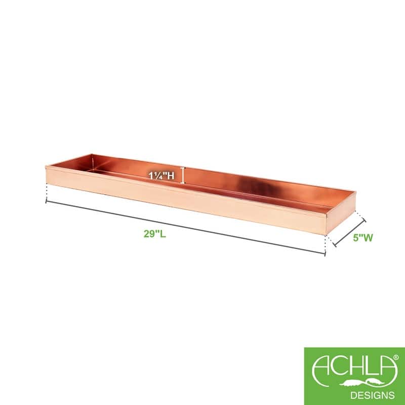 Achla Designs Long Decorative Stainless Steel Tray, Polished Copper Plated