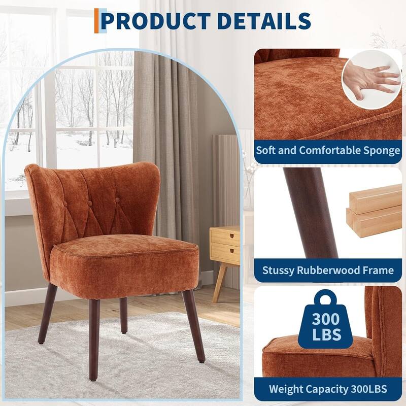 Mid-Century Fabric Accent Kitchen Dining Chairs for Living Room, Bedroom