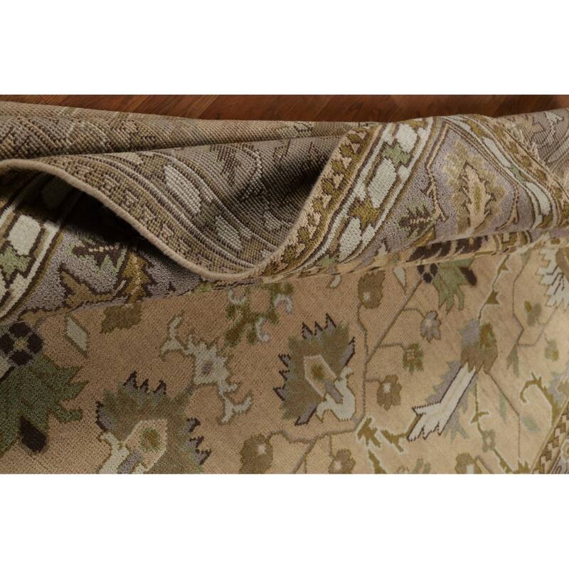 Muted Oushak Indian Area Rug Hand-Knotted Wool Carpet - 9'3"x 11'10"