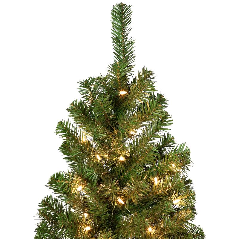 6' Pre-Lit Pine Artificial Wall Christmas Tree, Clear Lights - 6 Foot