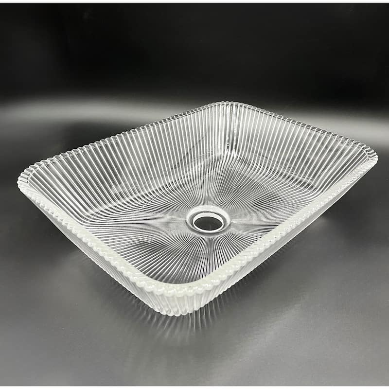 Charlie Tempered Glass Rectangular Bathroom Vessel Sink - 18"