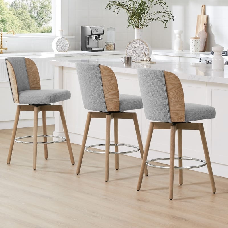 Ryan Swivel Counter Height Bar Stools with Bentwood Back