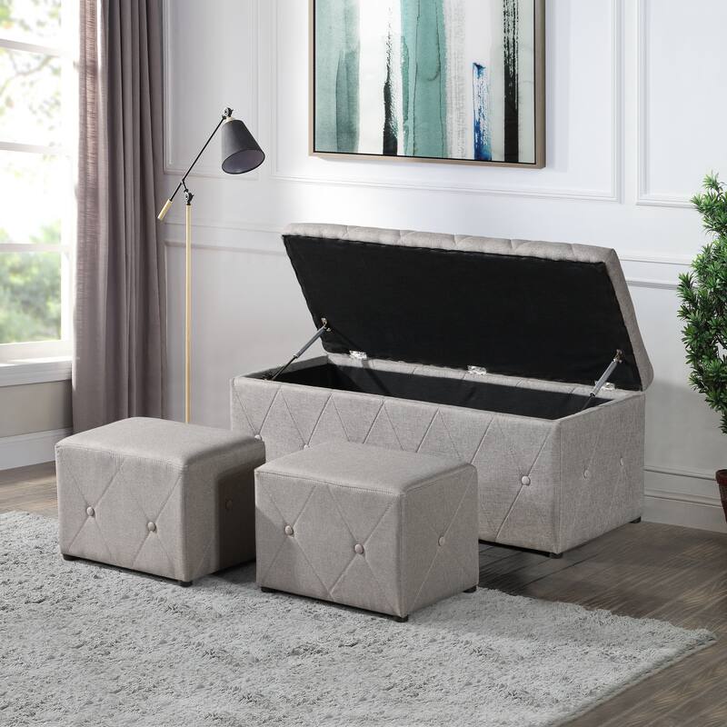 Rectangular Storage Fabric Ottoman