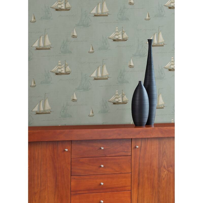 Novelty Gap Andrew Sailboat33' L X 20.5" W Wallpaper Roll - Seafoam