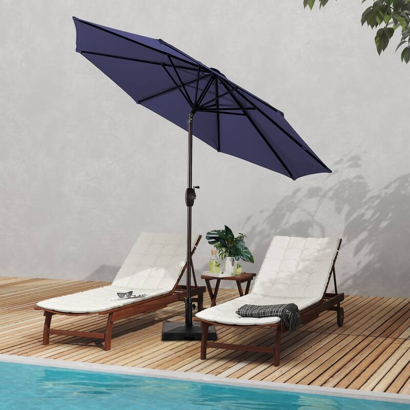 Brock 9-Foot Market Patio Umbrella with Concrete Base Weight Stand Included - Navy Blue