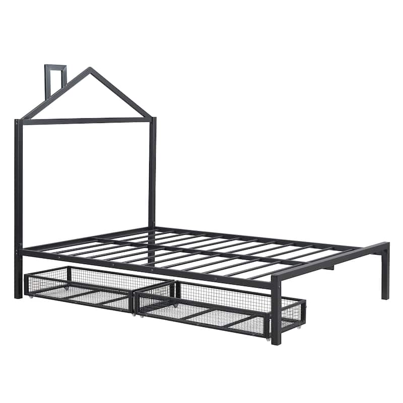 Metal Platform Bed with two drawers