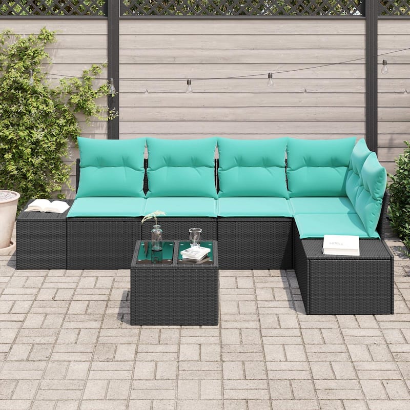 vidaXL 6 Piece Garden Sofa Set with Cushions - 103.9×60.6×27.2