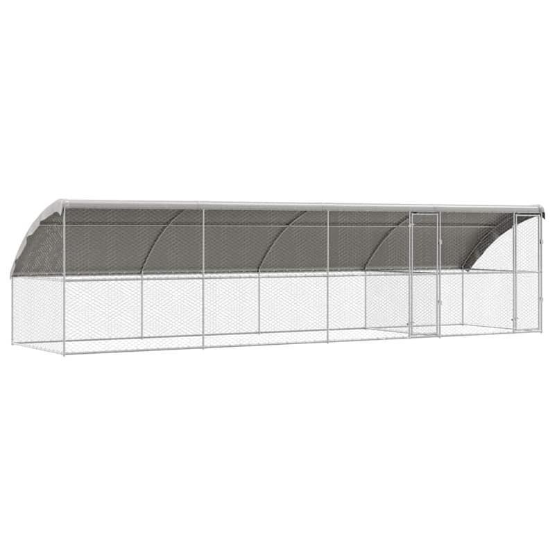 vidaXL Dog Kennel 2 pcs Silver Steel