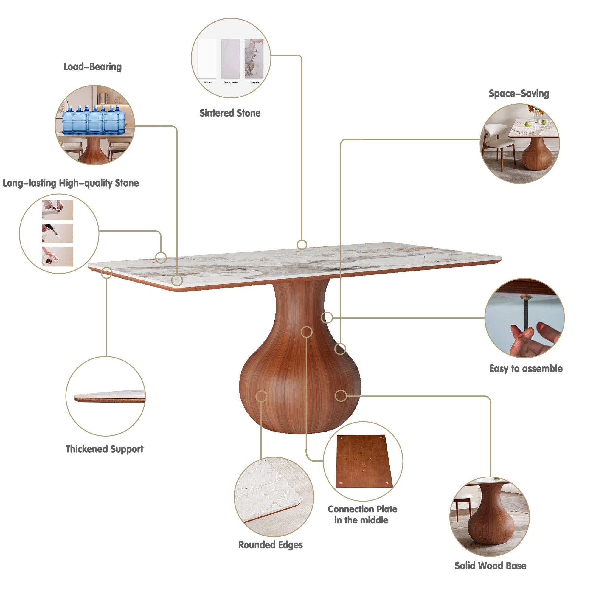 Mid-century Kitchen Table Dining Room Table 63"/71"
