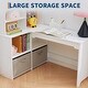 preview thumbnail 4 of 12, Kids Corner Desk and Chair Set – Study Table with Bookshelf, Cloth Drawer, and Bulletin Board, MDF Wood, for Ages 3–8