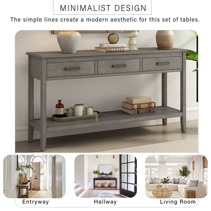 Contemporary 3-Drawer Console Table with 1 Shelf