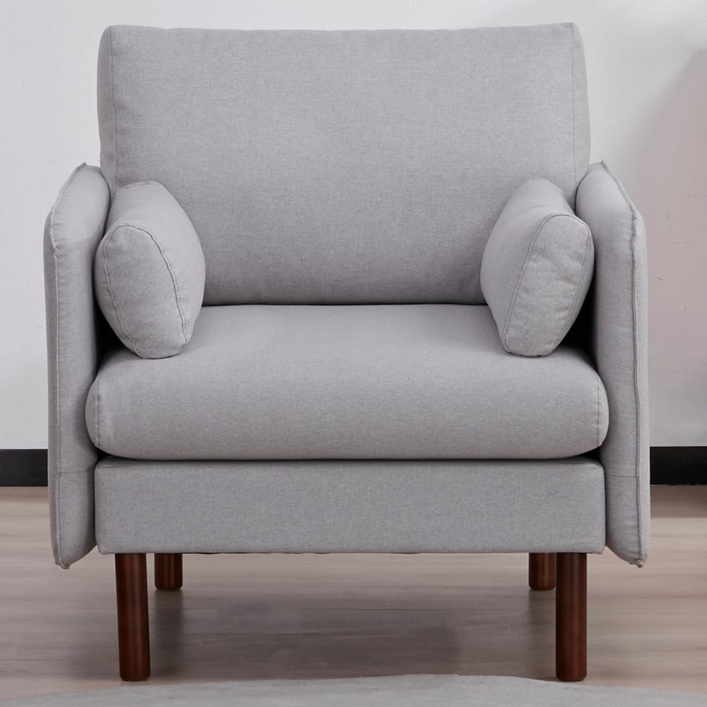 Artdeco Home - Yucca Modern Accent Chair, Polyester / Vegan Leather Armchair - Includes 2 throw pillows