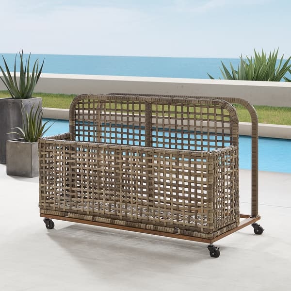 slide 2 of 14, Ridley Outdoor Wicker And Metal Pool Storage Caddy - 22.25"x43.5"x30"