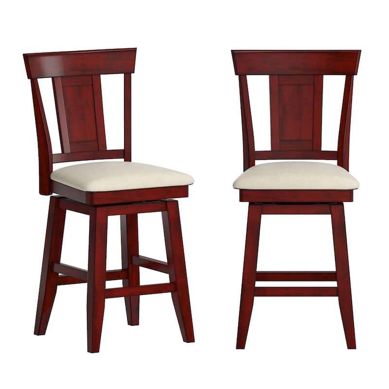 Ronda Panel Back Wood Swivel Chair - Antique Berry Red - Counter Height
