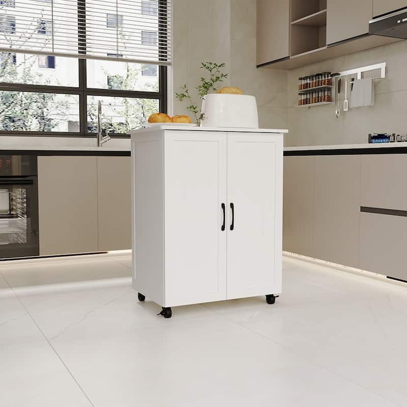 35.6" Large Kitchen Pantry Storage Cabinet White Island Sideboard with Multi-Tier Organizers (27" D x 20" W x 36" H)