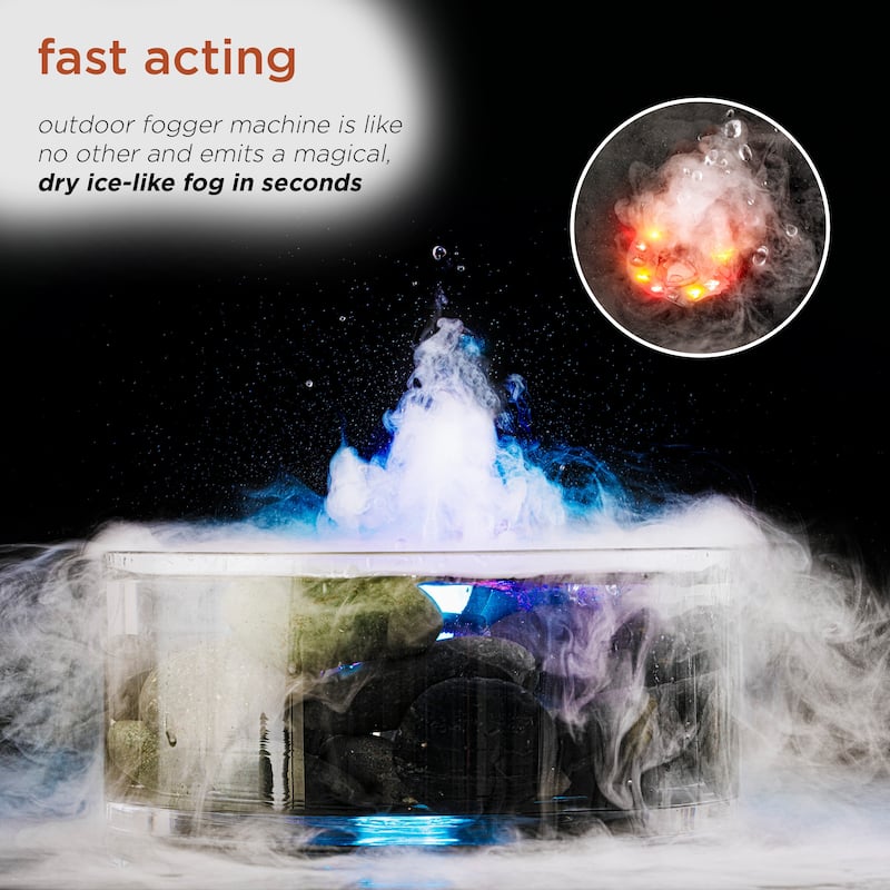 Alpine Corporation Single Jet Pond Fogger with Floating Ring and 12 LED Lights with Transformer Outdoor Decor Accessory