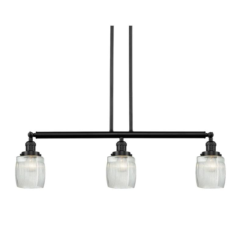 Innovations Lighting Colton 3 Light 38" Wide Linear Chandelier - Oil Rubbed Bronze / Thick Clear Halophane