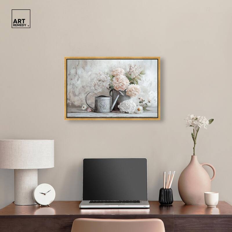 Can and White Blooms Canvas by Art Remedy