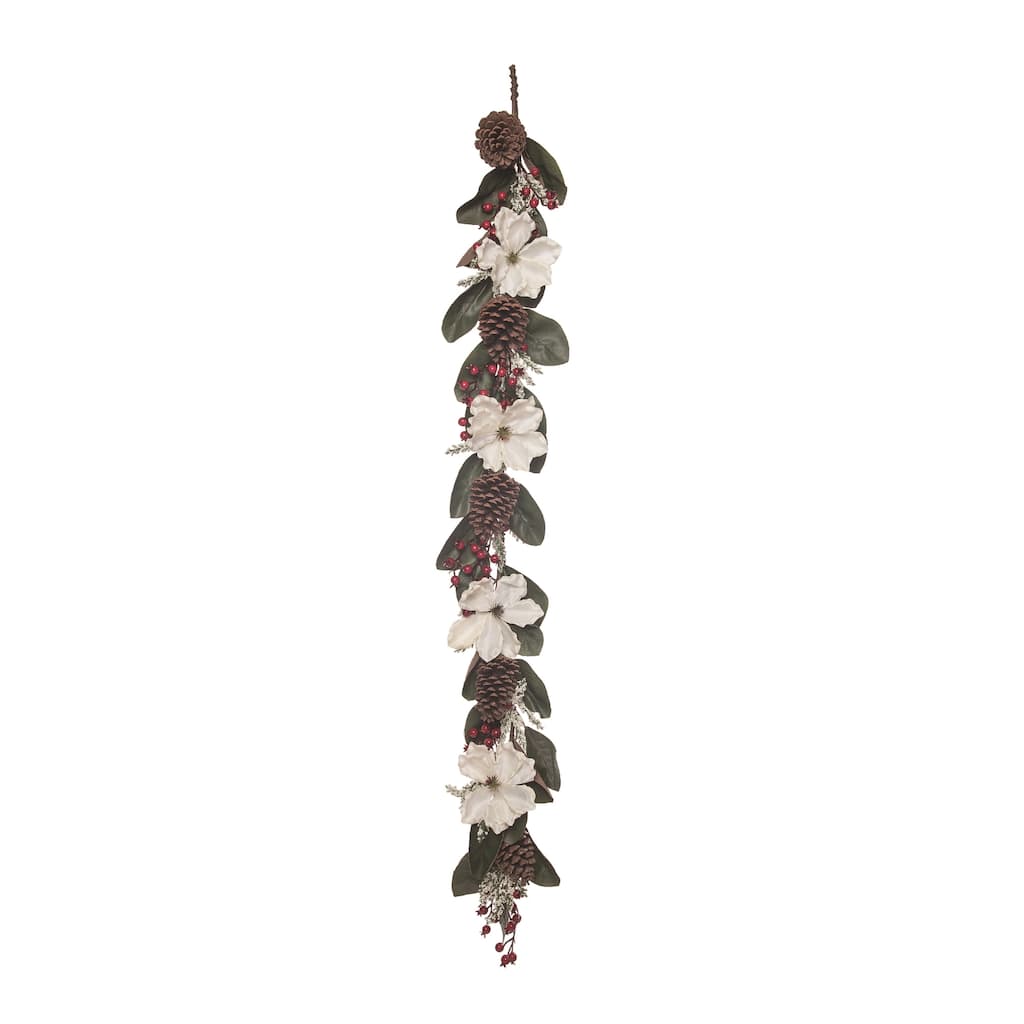 Transpac Foam 60 in. Multicolor Christmas Traditional Garland with Florals