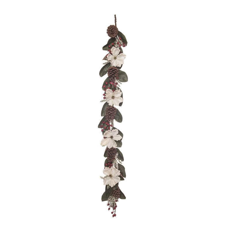 Transpac Foam 60 in. Multicolor Christmas Traditional Garland with Florals
