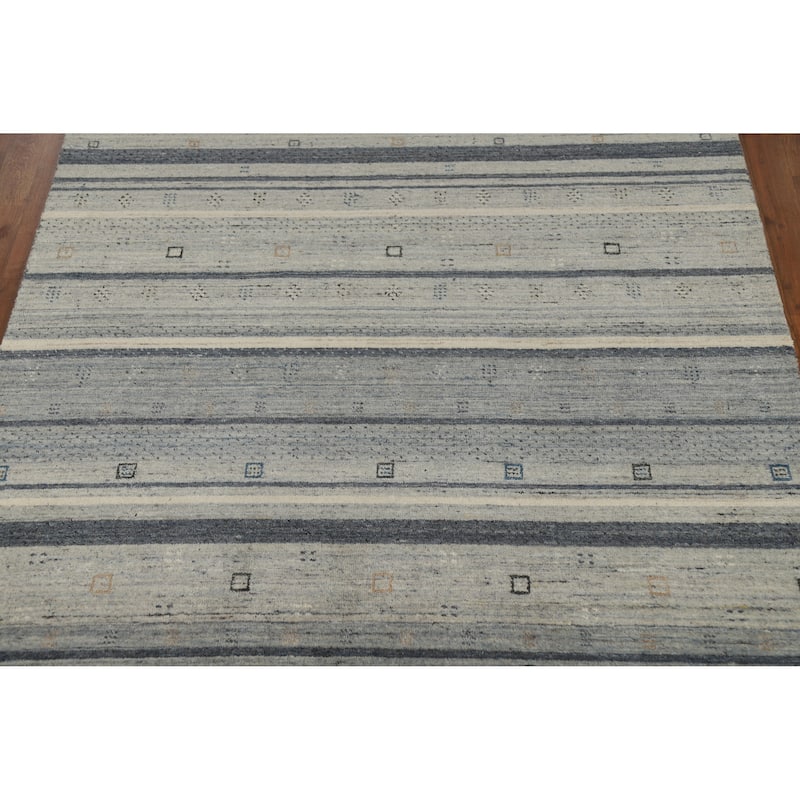Gabbeh Indian Area Rug Handmade Bedroom Grey Wool Carpet - 5'3" x 7'6"