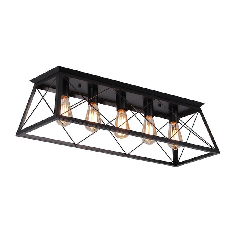 Farmhouse 5-Light Trapezoidal Cage Iron Ceiling Light