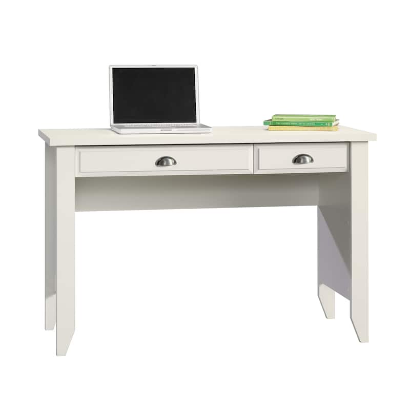 Wood Computer Desk with Keyboard Tray, White
