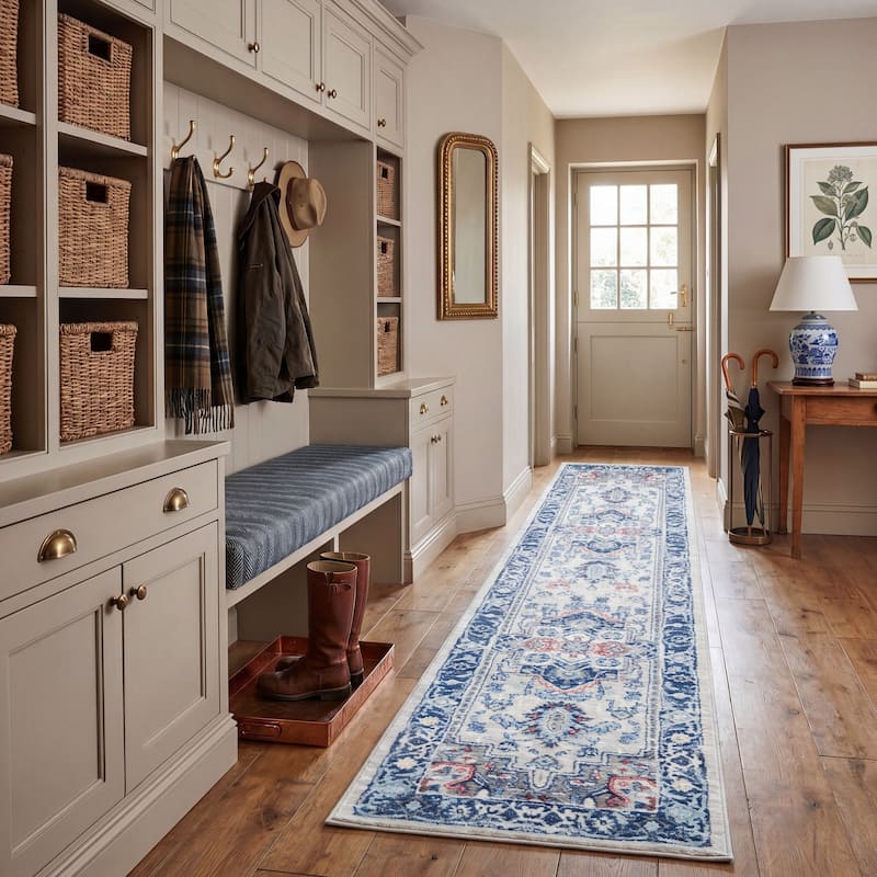 SAFAVIEH Brentwood Essie Traditional Light Grey / Blue Rug