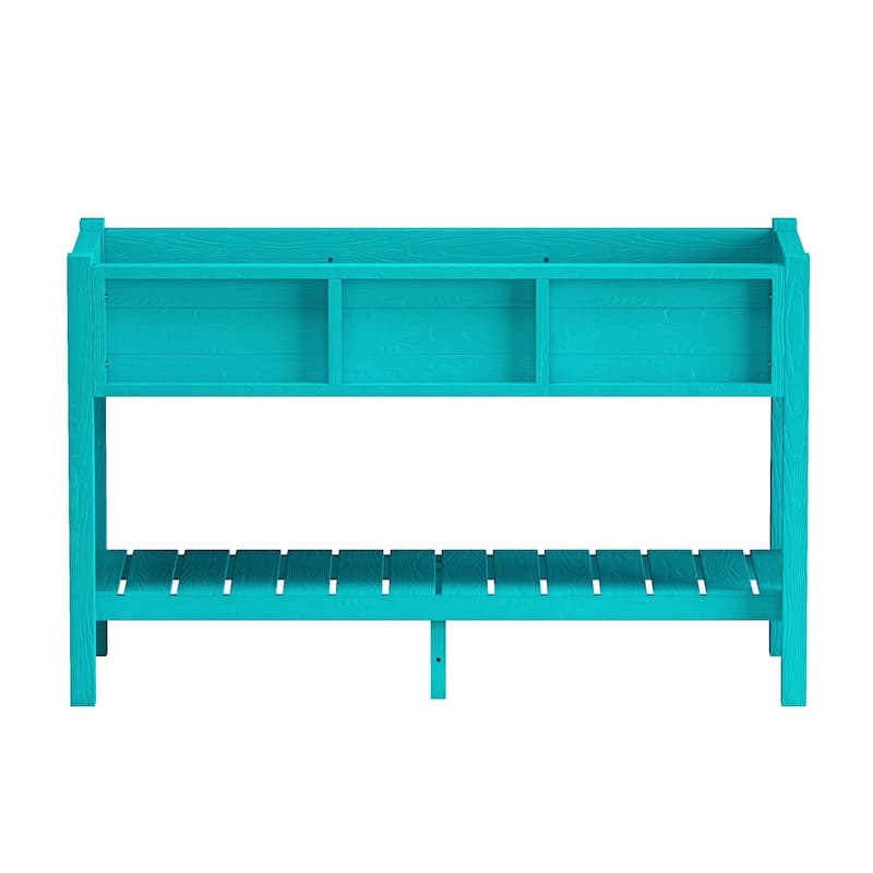 Rectangular Double-Deck Garden Planter Box Raised Garden Bed for Outdoor