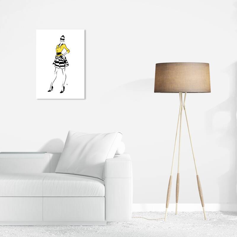 Wynwood Studio Canvas Fashion and Glam Fashion Runway 3 Black and Pastel Yellow Glam Wall Art Canvas Print - 24 x 16