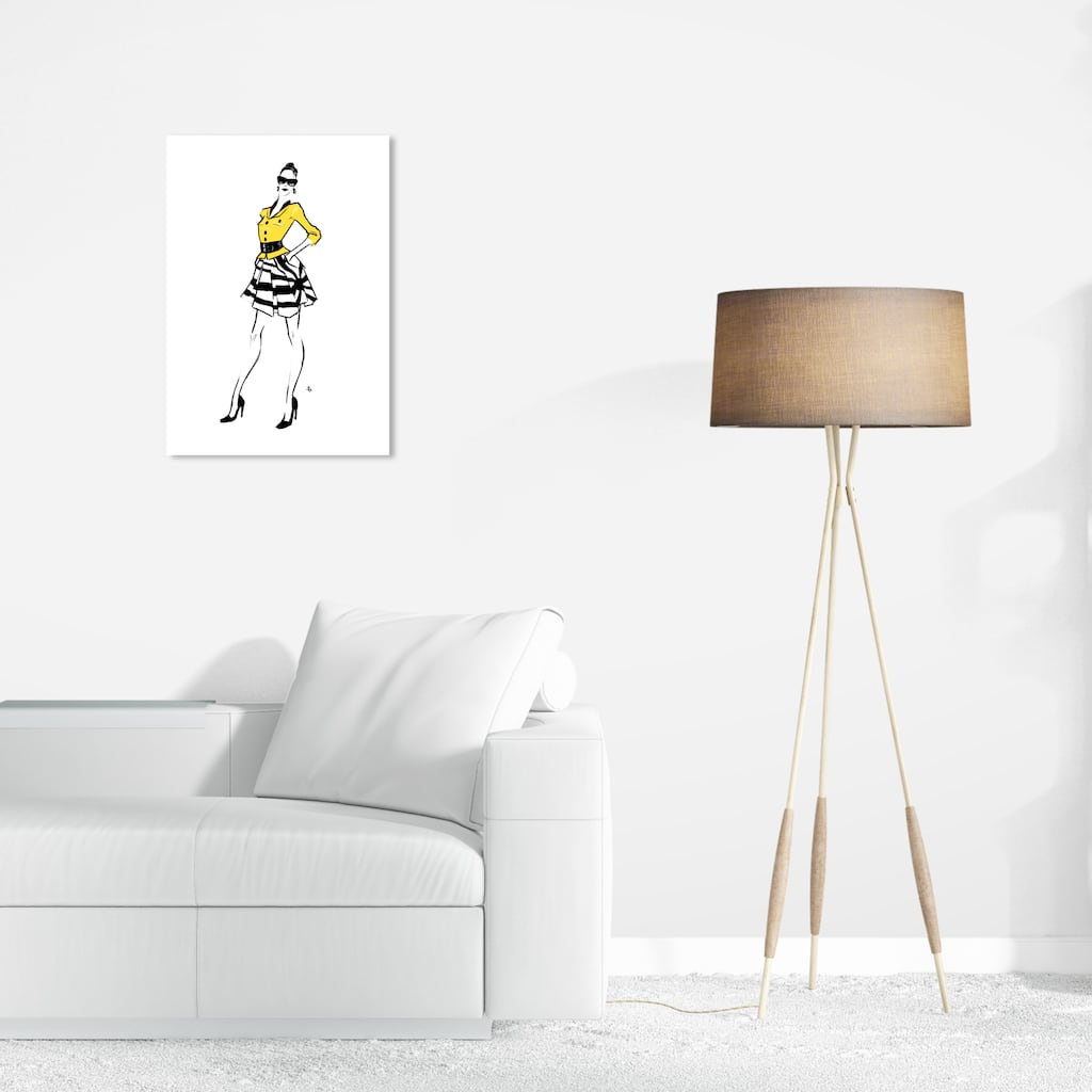 Wynwood Studio Canvas Fashion and Glam Fashion Runway 3 Black and Pastel Yellow Glam Wall Art Canvas Print