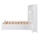 preview thumbnail 8 of 8, Full Size Wooden Bed with All-in-One Cabinet, Shelf & 4 Drawers, White - Versatile Storage & Solid Pine Wood Frame for Bedroom