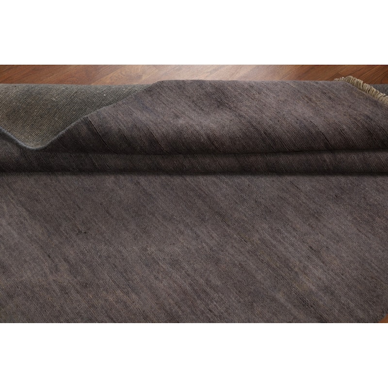 Hand Knotted Oriental 100% Wool Carpet Modern Modern Greys & Charcoal Gabbeh Area Rug - 6' 6'' X 5' 0''