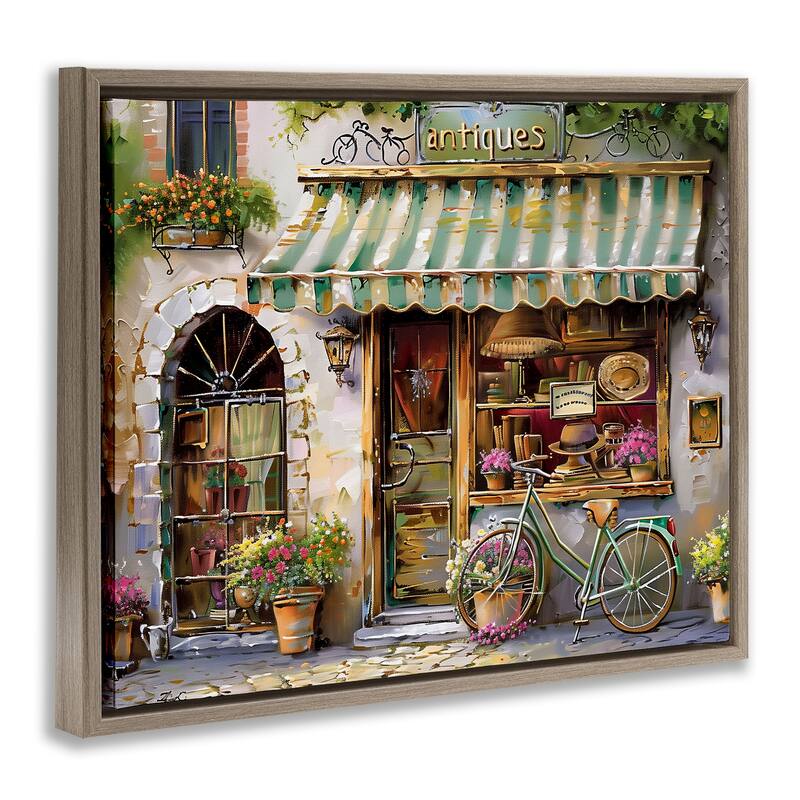 Stupell Charming Antique Shop Framed Floater Canvas Wall Art Design By Arlington Prints