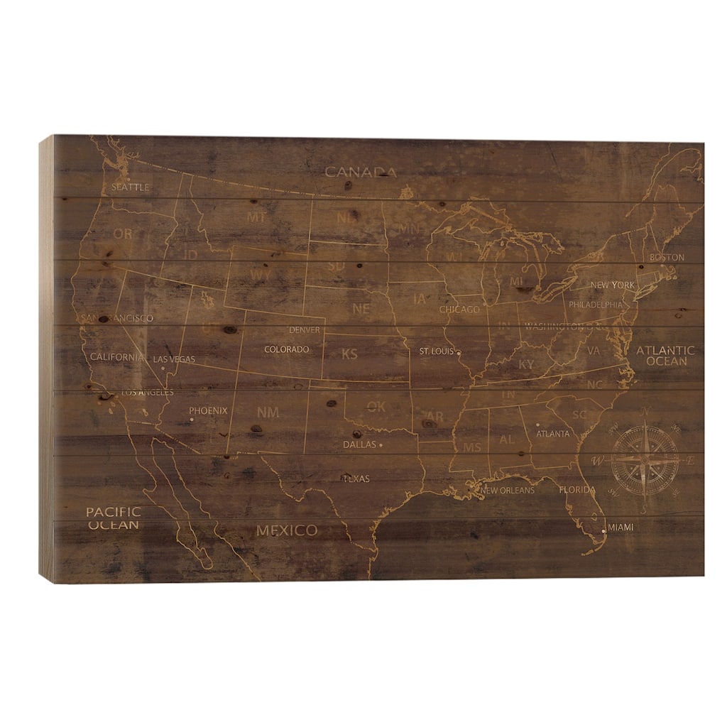 United States Print On Wood by Luke Wilson - Multi-Color